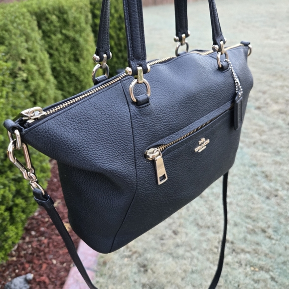 Coach Black Pebbled Leather Prairie Satchel Crossbody Handbag With Hang Tag - Picture 4 of 15